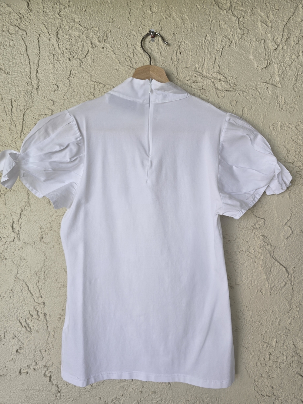 ANNE FONTAINE Bow White Puff Sleeve Bow-Front Blouse Small FR40 - Picture 5 of 7